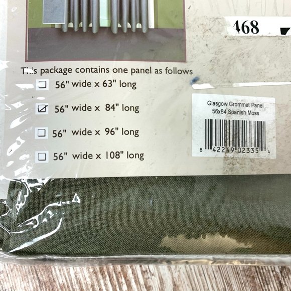 Glasgow Grommet Curtain Panel Moss Green 56 in x 84 in NEW NIP - Picture 5 of 6